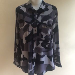 Women’s button down camouflage blouse